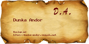 Dunka Andor névjegykártya