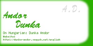 andor dunka business card